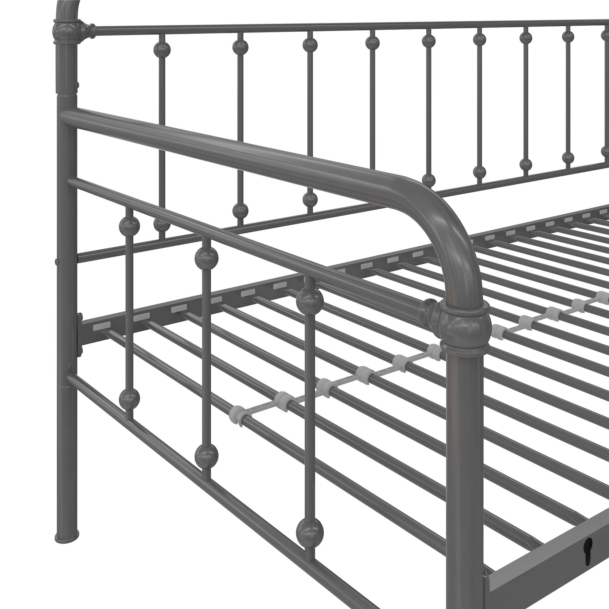 DHP Locky Metal Daybed with Pop Up Trundle - Antique Gunmetal - Twin-Over-Twin