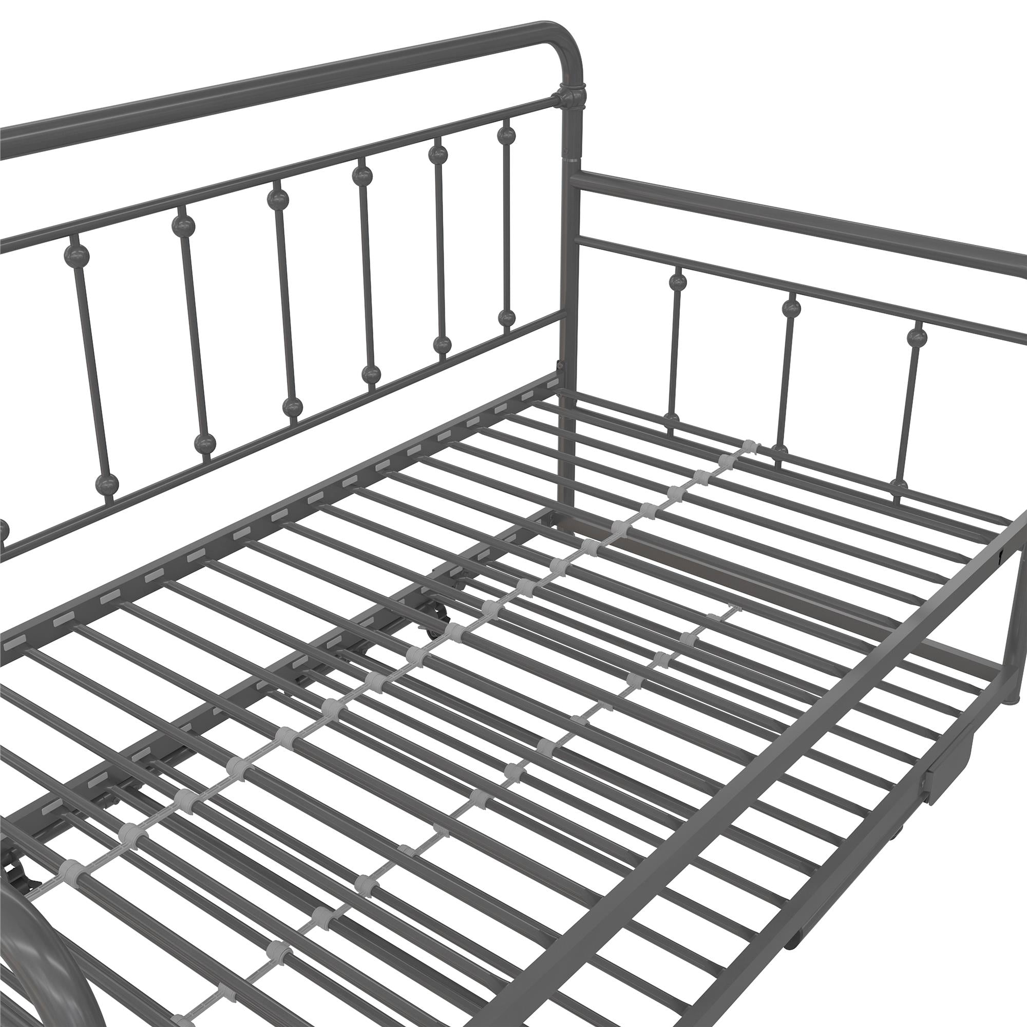 DHP Locky Metal Daybed with Pop Up Trundle - Antique Gunmetal - Twin-Over-Twin
