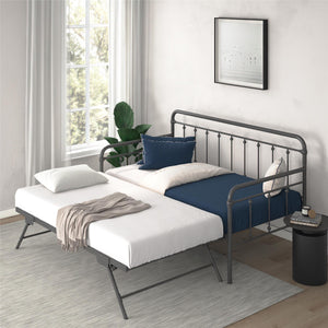 DHP Locky Metal Daybed with Pop Up Trundle - Antique Gunmetal - Twin-Over-Twin