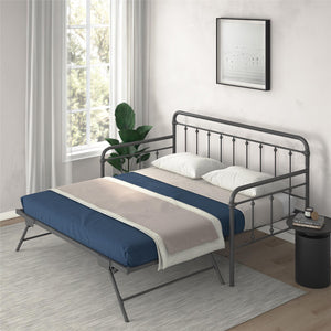 DHP Locky Metal Daybed with Pop Up Trundle - Antique Gunmetal - Twin-Over-Twin