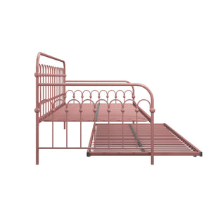 Novogratz Bright Pop Metal Daybed with Trundle - Dusty Rose - Twin
