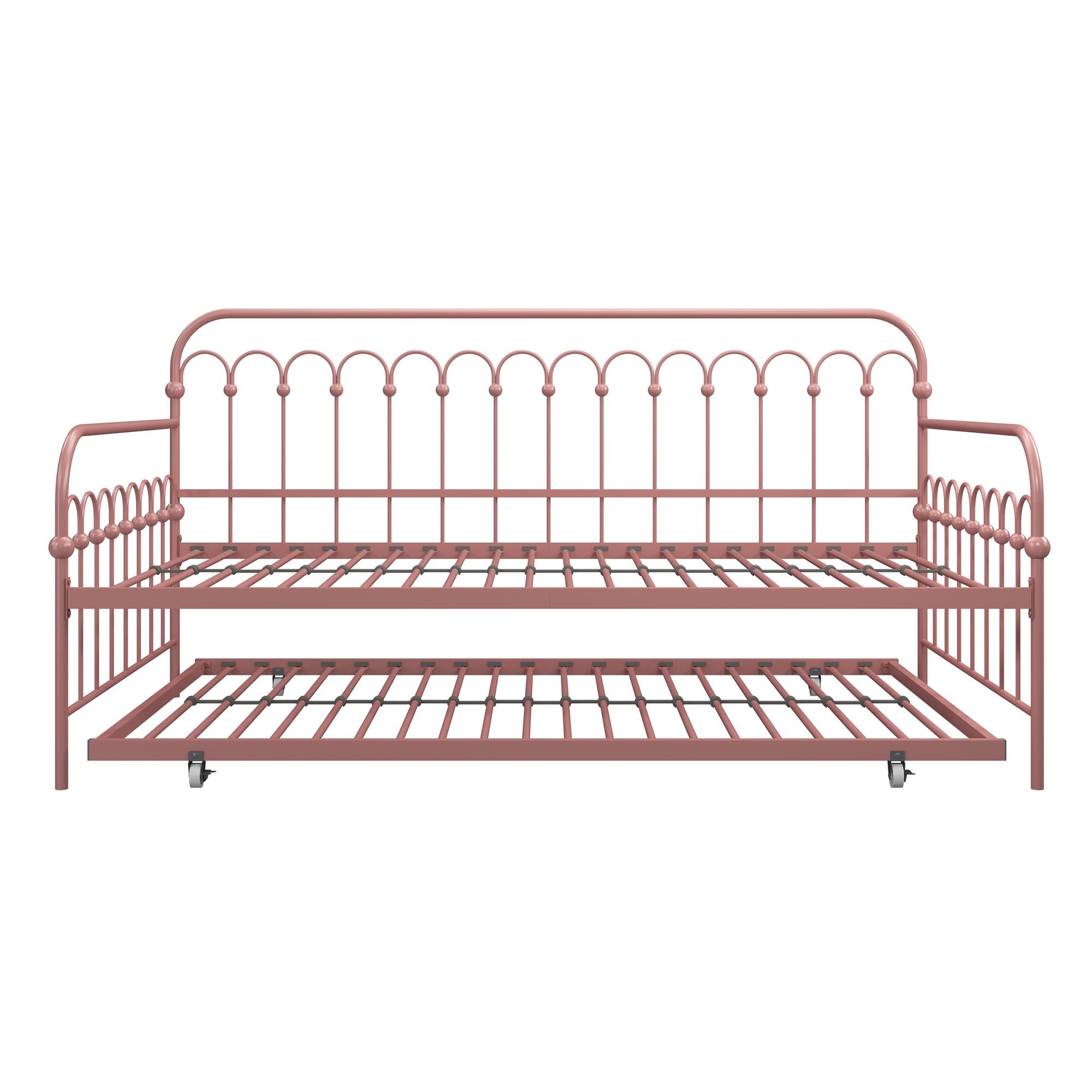 Novogratz Bright Pop Metal Daybed with Trundle - Dusty Rose - Twin