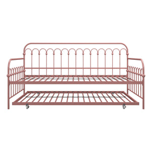 Novogratz Bright Pop Metal Daybed with Trundle - Dusty Rose - Twin