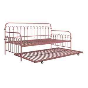 Novogratz Bright Pop Metal Daybed with Trundle - Dusty Rose - Twin