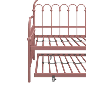 Novogratz Bright Pop Metal Daybed with Trundle - Dusty Rose - Twin