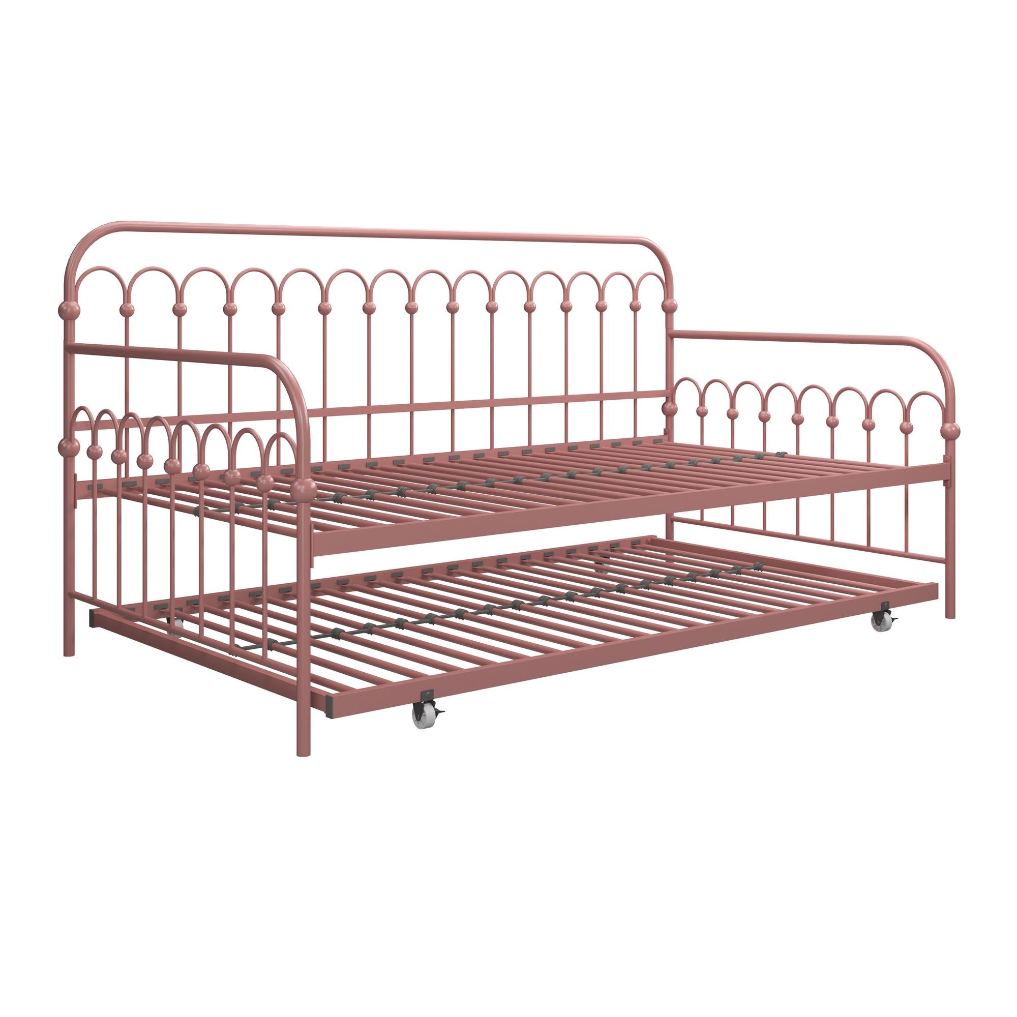 Novogratz Bright Pop Metal Daybed with Trundle - Dusty Rose - Twin