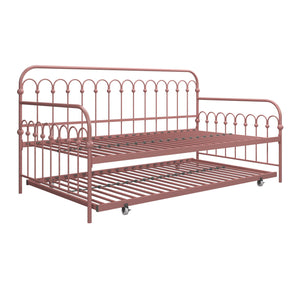 Novogratz Bright Pop Metal Daybed with Trundle - Dusty Rose - Twin