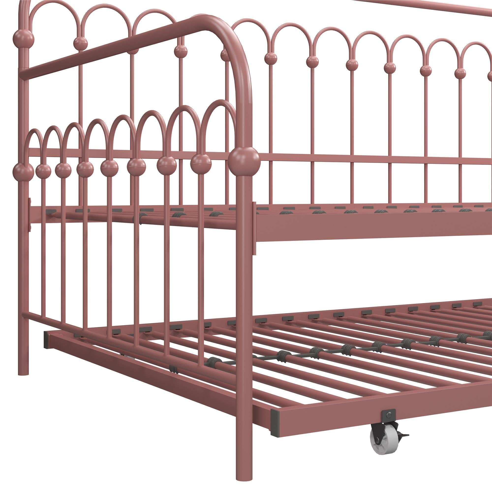 Novogratz Bright Pop Metal Daybed with Trundle - Dusty Rose - Twin