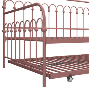 Novogratz Bright Pop Metal Daybed with Trundle - Dusty Rose - Twin