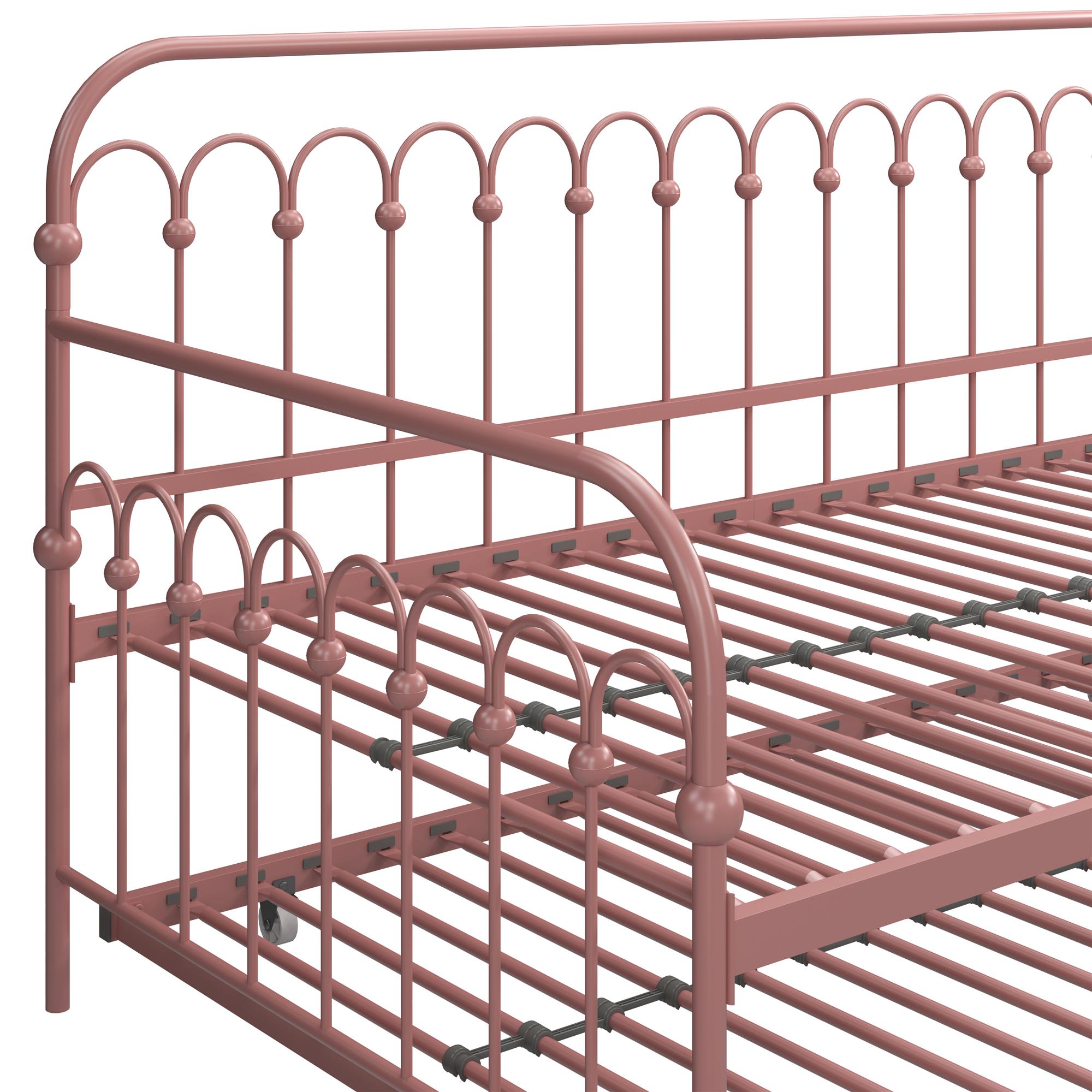 Novogratz Bright Pop Metal Daybed with Trundle - Dusty Rose - Twin