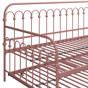 Novogratz Bright Pop Metal Daybed with Trundle - Dusty Rose - Twin