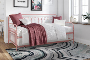 Novogratz Bright Pop Metal Daybed with Trundle - Dusty Rose - Twin