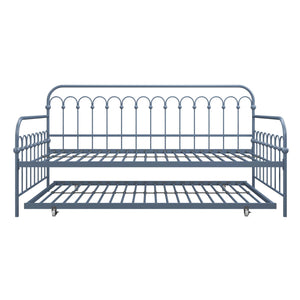 Novogratz Bright Pop Metal Daybed with Trundle - Stone Blue  - Twin
