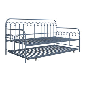 Novogratz Bright Pop Metal Daybed with Trundle - Stone Blue  - Twin