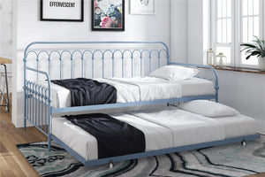Novogratz Bright Pop Metal Daybed with Trundle - Stone Blue  - Twin