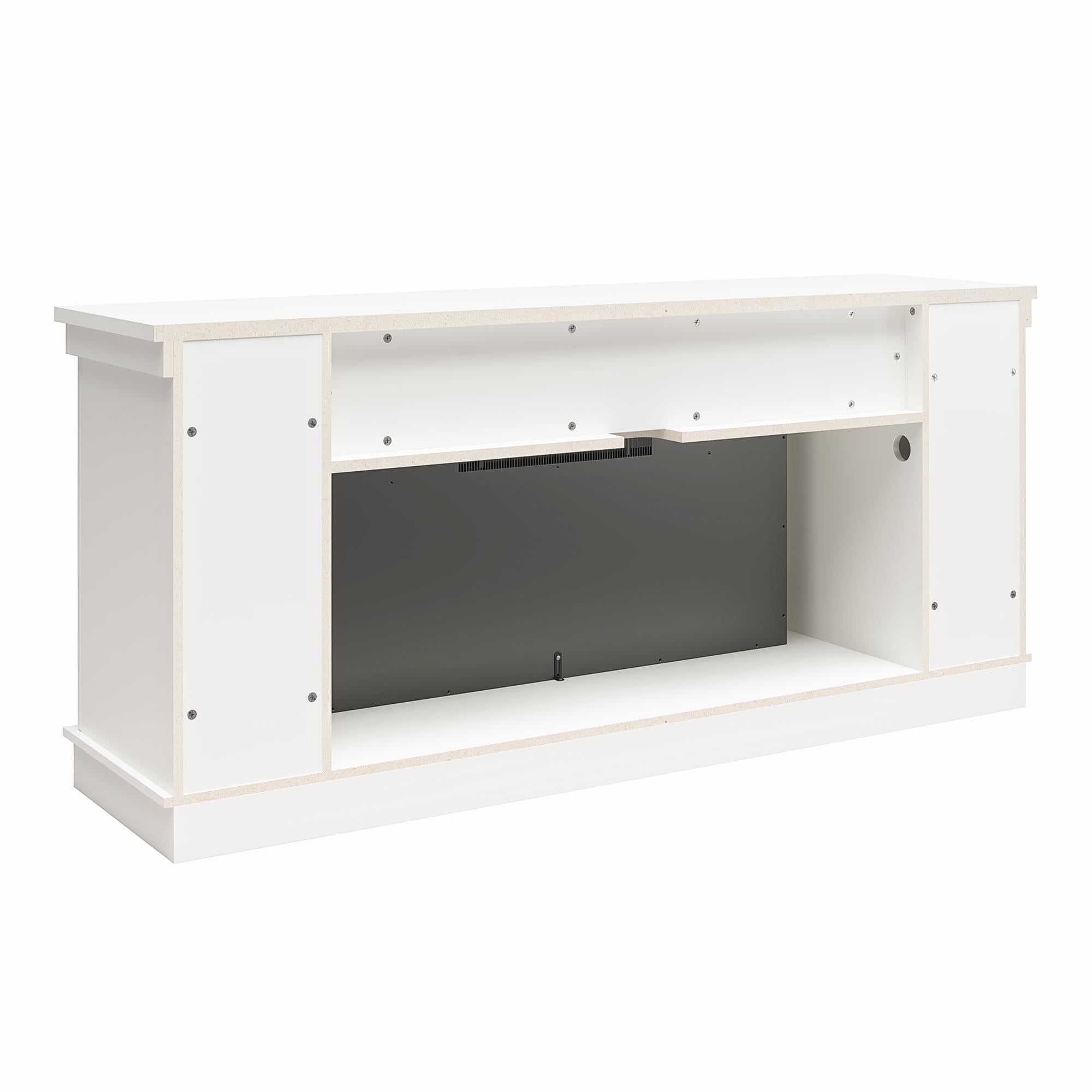 Ameriwood Home Elmcroft Wide TV Console with Electric Fireplace Insert for 75" TVs - White