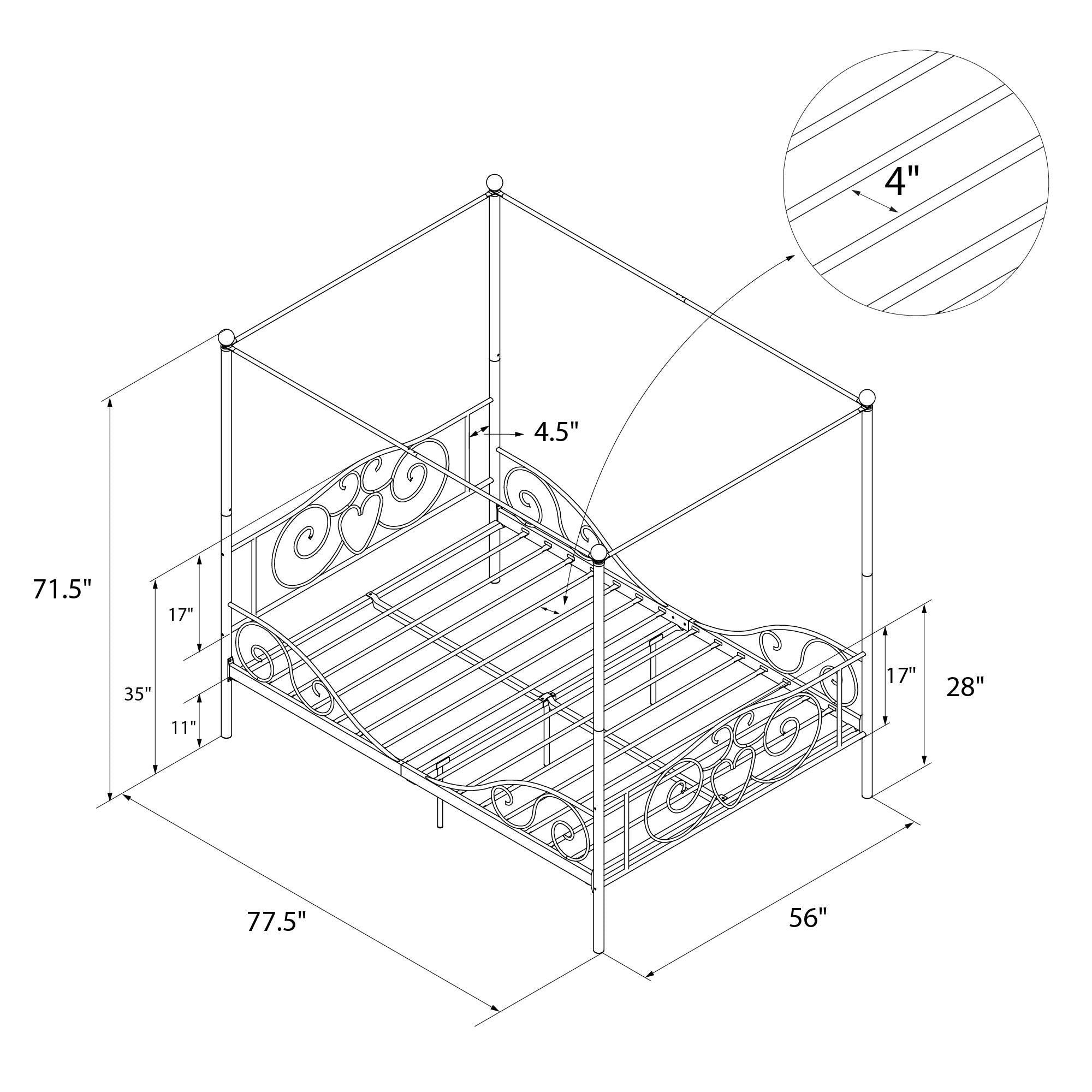 DHP Canopy Metal Bed - Pink - Full