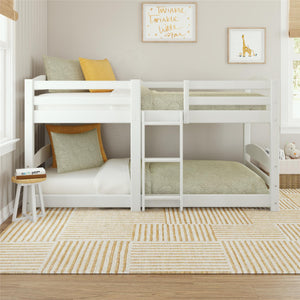 DHP Birley Kids' Low Wood Bunk Bed - White - Twin-Over-Twin