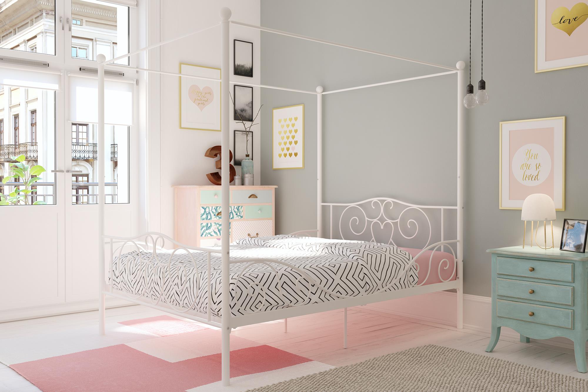 DHP Canopy Metal Bed - Off White - Full