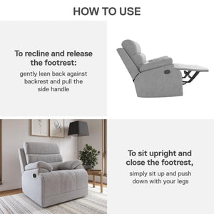 DHP McAllen Pushback Recliner - Light Gray - 1-Seater