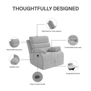 DHP McAllen Pushback Recliner - Light Gray - 1-Seater