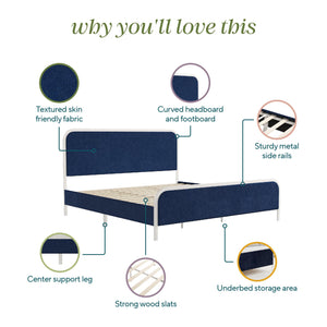 Novogratz Tallulah Upholstered Bed - Navy - King