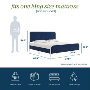 Novogratz Tallulah Upholstered Bed - Navy - King