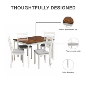 DHP Reila 5-Piece Wood Dining Set - White