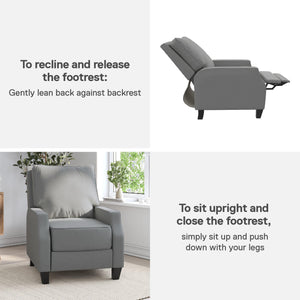 DHP Randen Pushback Recliner - Charcoal - 1-Seater