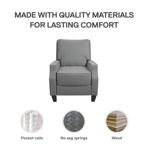 DHP Randen Pushback Recliner - Charcoal - 1-Seater
