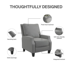 DHP Randen Pushback Recliner - Charcoal - 1-Seater