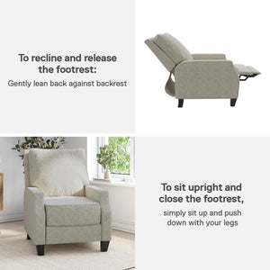 DHP Randen Pushback Recliner - Beige - 1-Seater