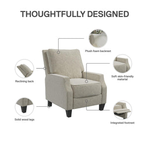 DHP Randen Pushback Recliner - Beige - 1-Seater