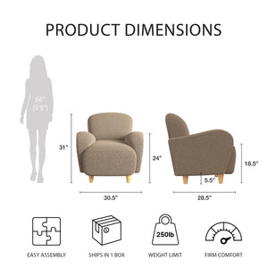 Mr. Kate Primrose Upholstered Accent Chair - Brown - 1-Seater