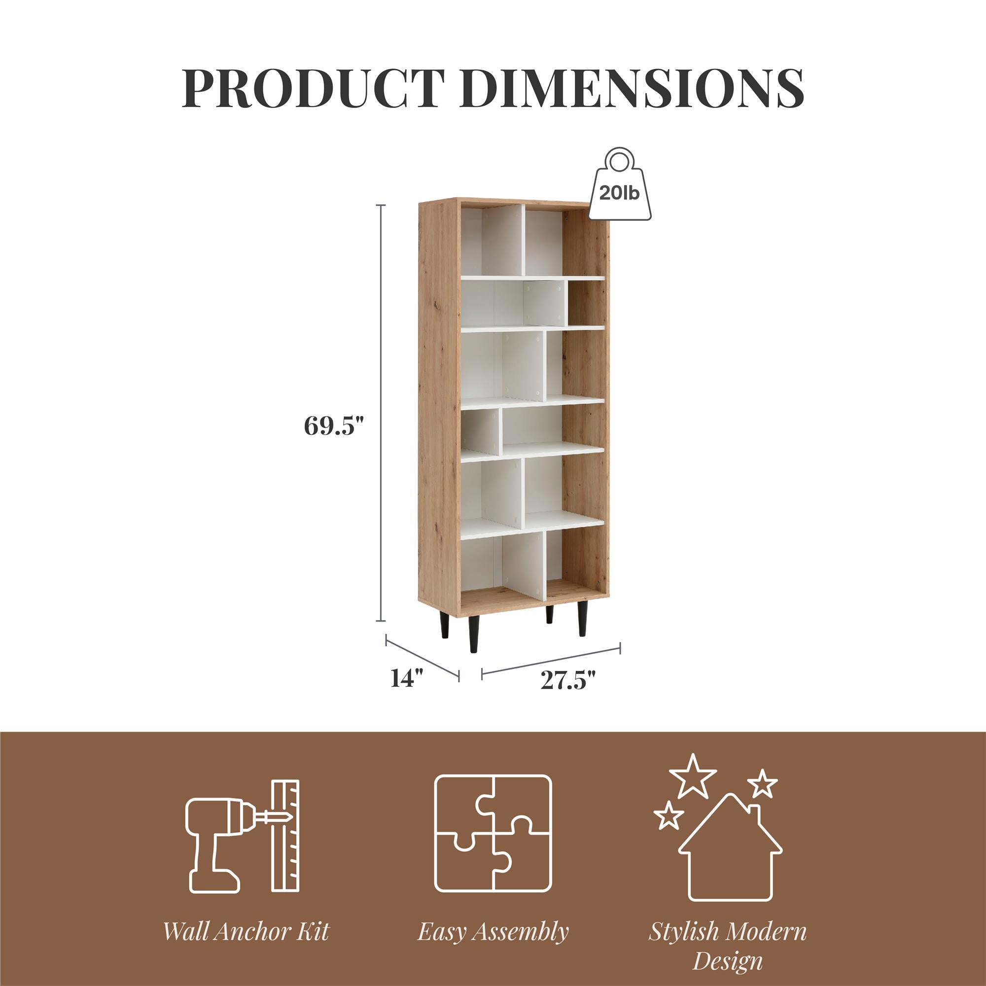 Ren Home Rakel Bookcase - Light Oak
