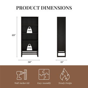 Ren Home Talo 4 Shelf Bookcase - Espresso