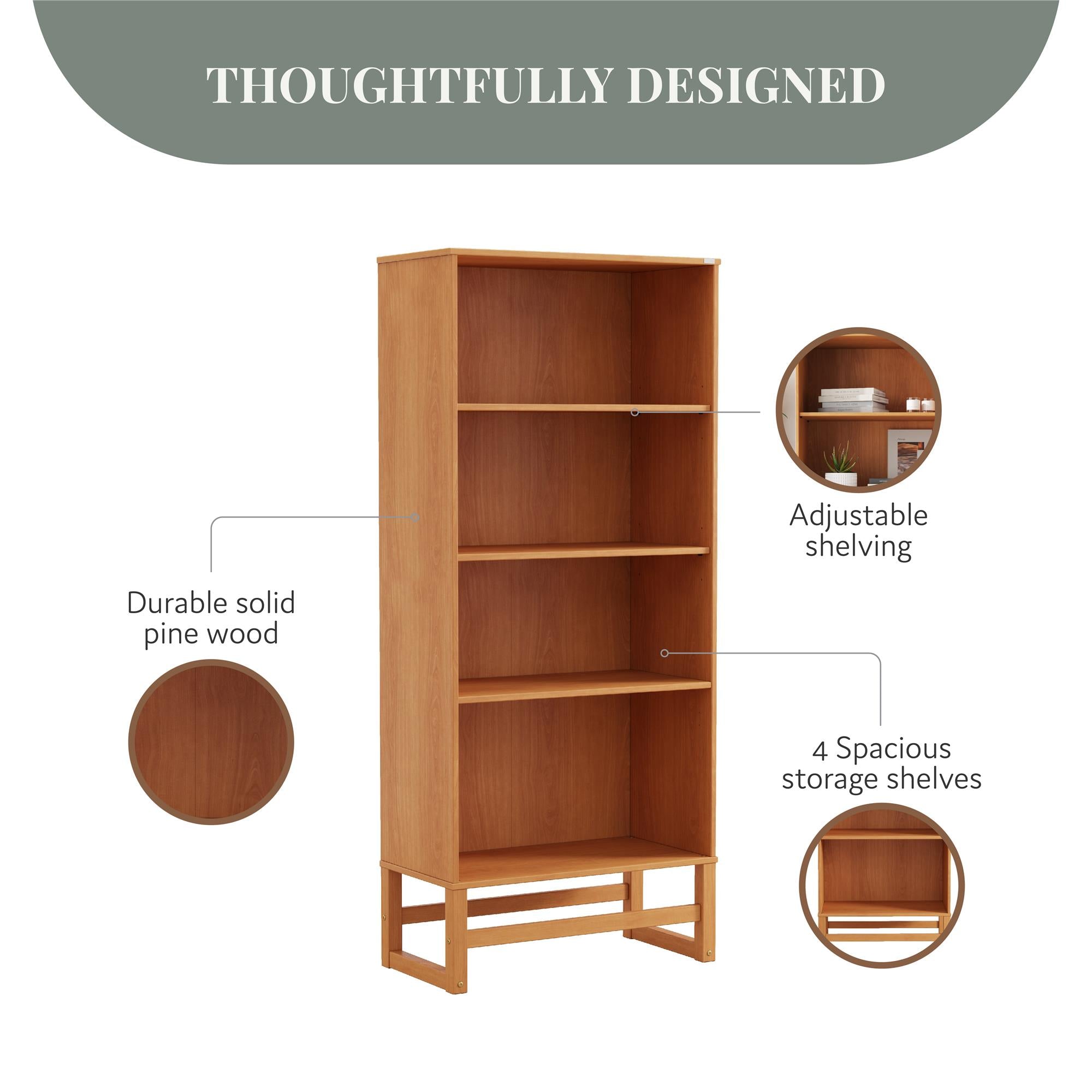 Ren Home Talo 4 Shelf Bookcase - Natural