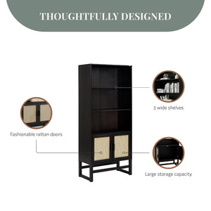 Ren Home Talo 3 Shelf Bookcase with 2 Doors - Espresso