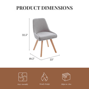 Ren Home Thora Dining Chair, Set of 2 - Light Gray - Set of 2