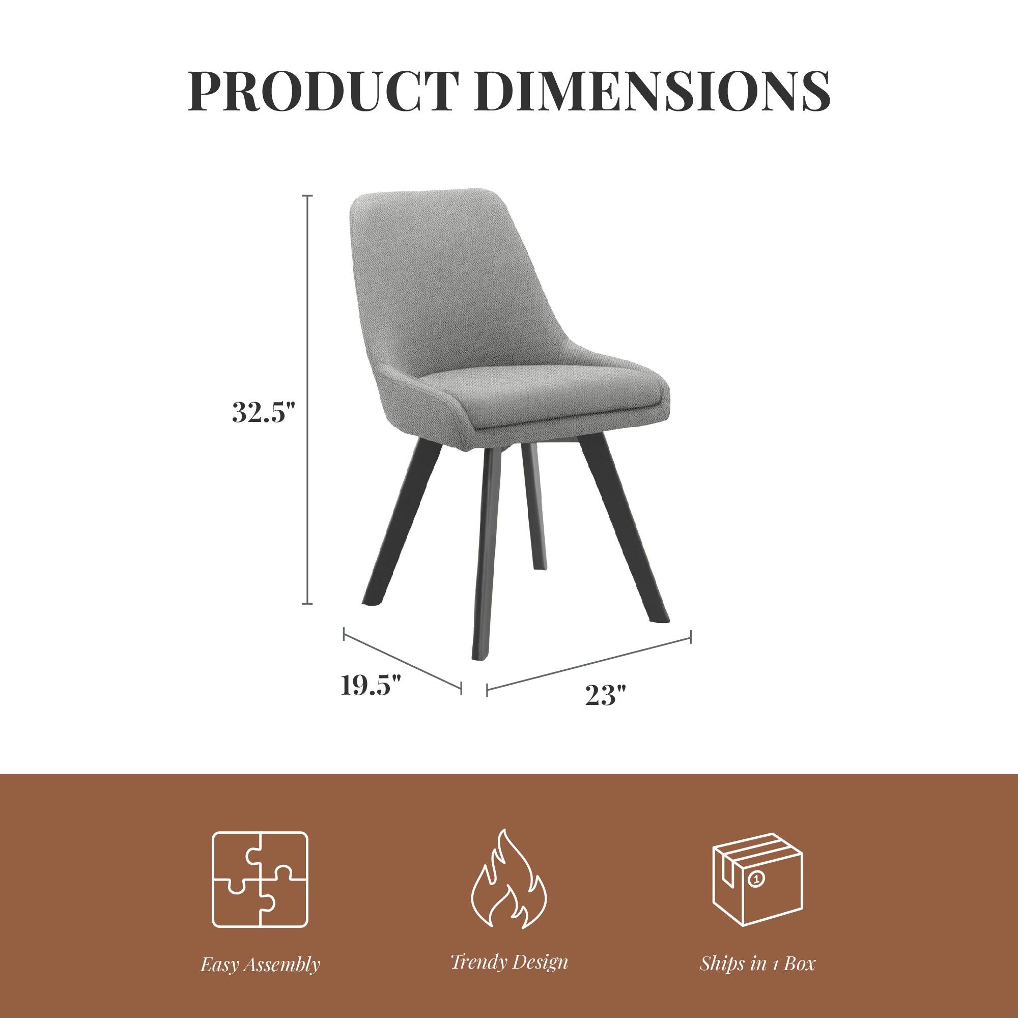 Ren Home Thora Dining Chair, Set of 2 - Gray - Set of 2