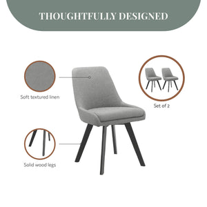 Ren Home Thora Dining Chair, Set of 2 - Gray - Set of 2
