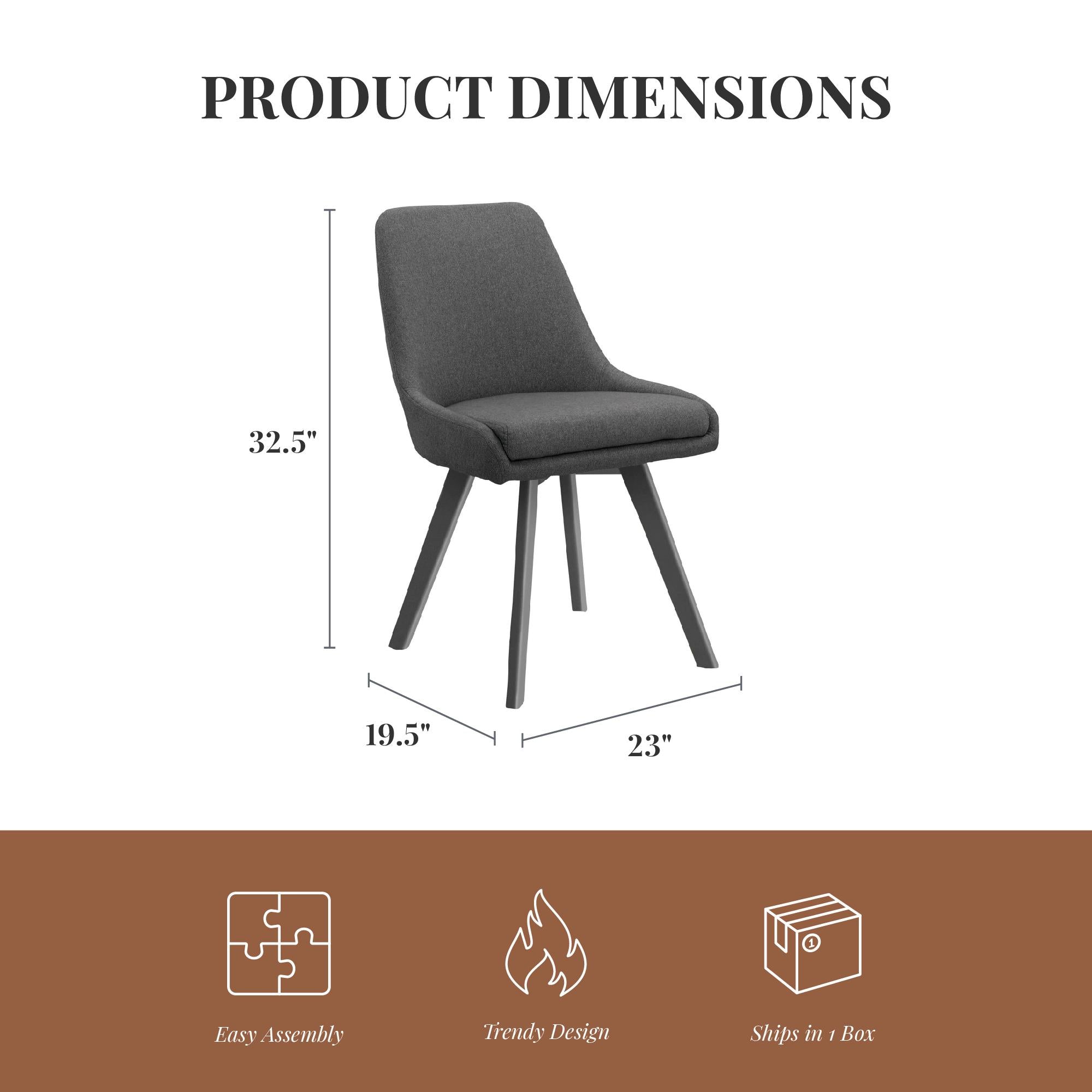 Ren Home Thora Dining Chair, Set of 2 - Charcoal - Set of 2