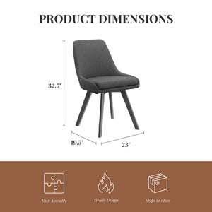 Ren Home Thora Dining Chair, Set of 2 - Charcoal - Set of 2