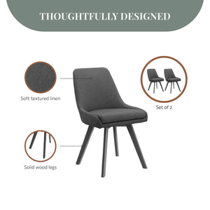 Ren Home Thora Dining Chair, Set of 2 - Charcoal - Set of 2