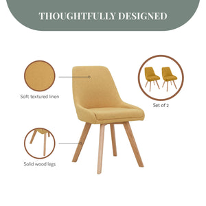Ren Home Thora Dining Chair, Set of 2 - Mustard Yellow - Set of 2