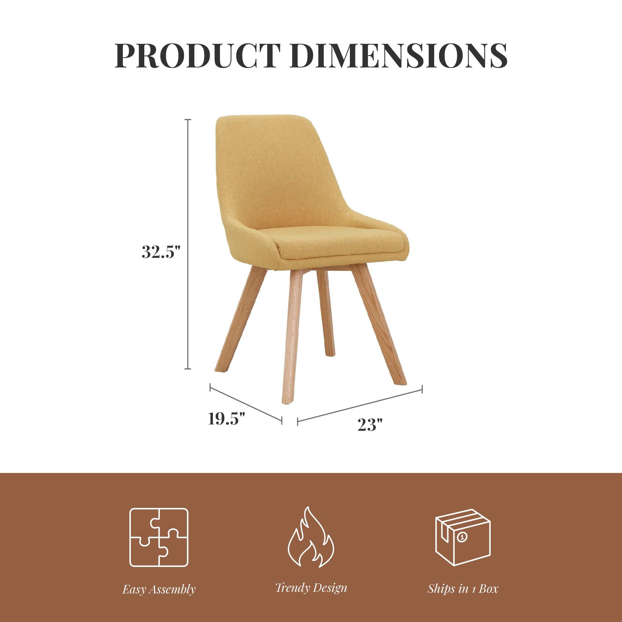 Ren Home Thora Dining Chair, Set of 2 - Mustard Yellow - Set of 2