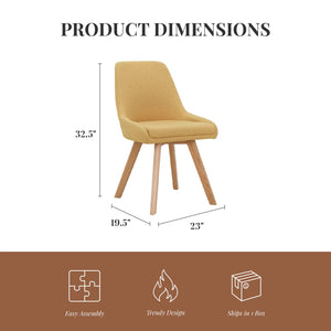 Ren Home Thora Dining Chair, Set of 2 - Mustard Yellow - Set of 2