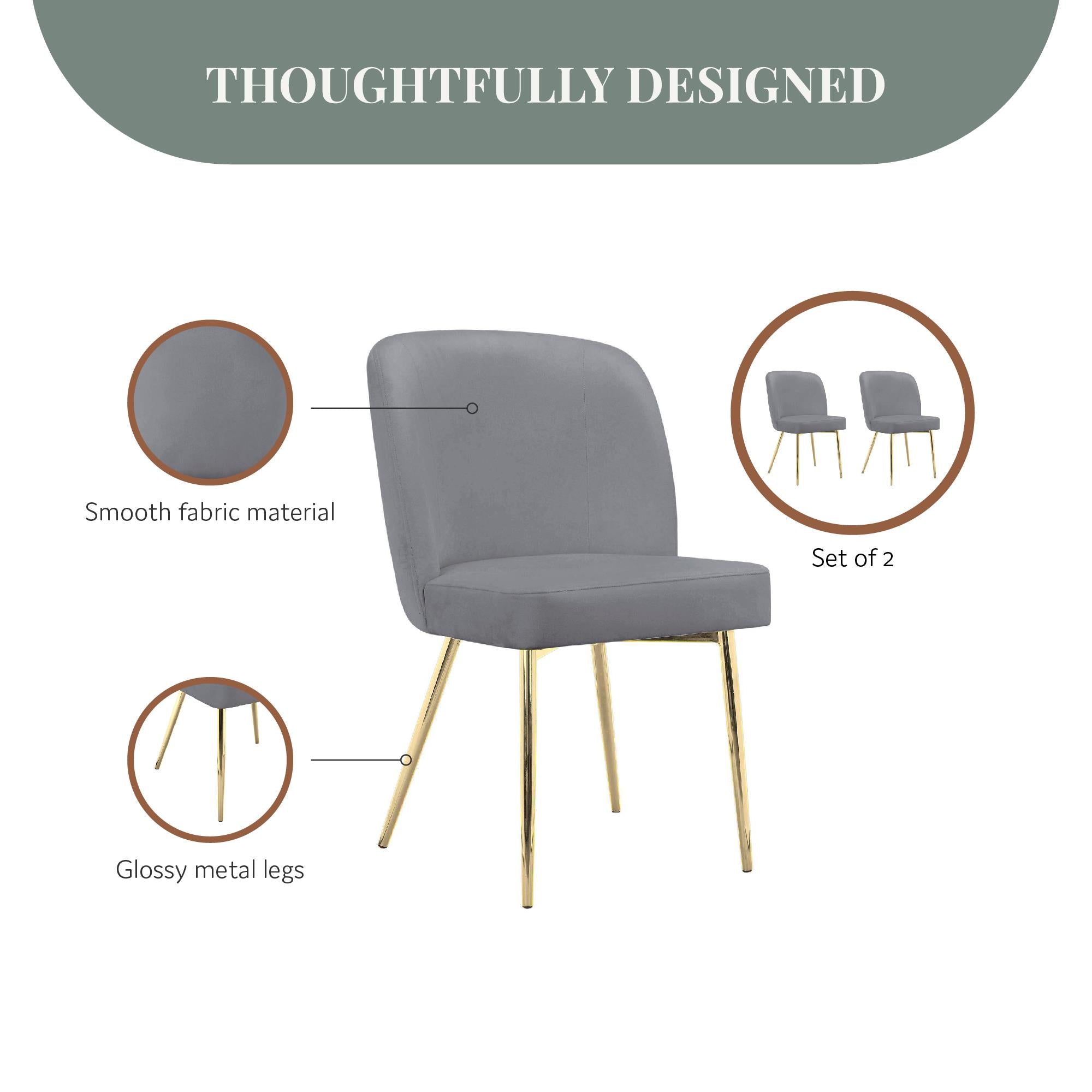 Ren Home Trina Dining Chair, Set of 2 - Gray - Set of 2