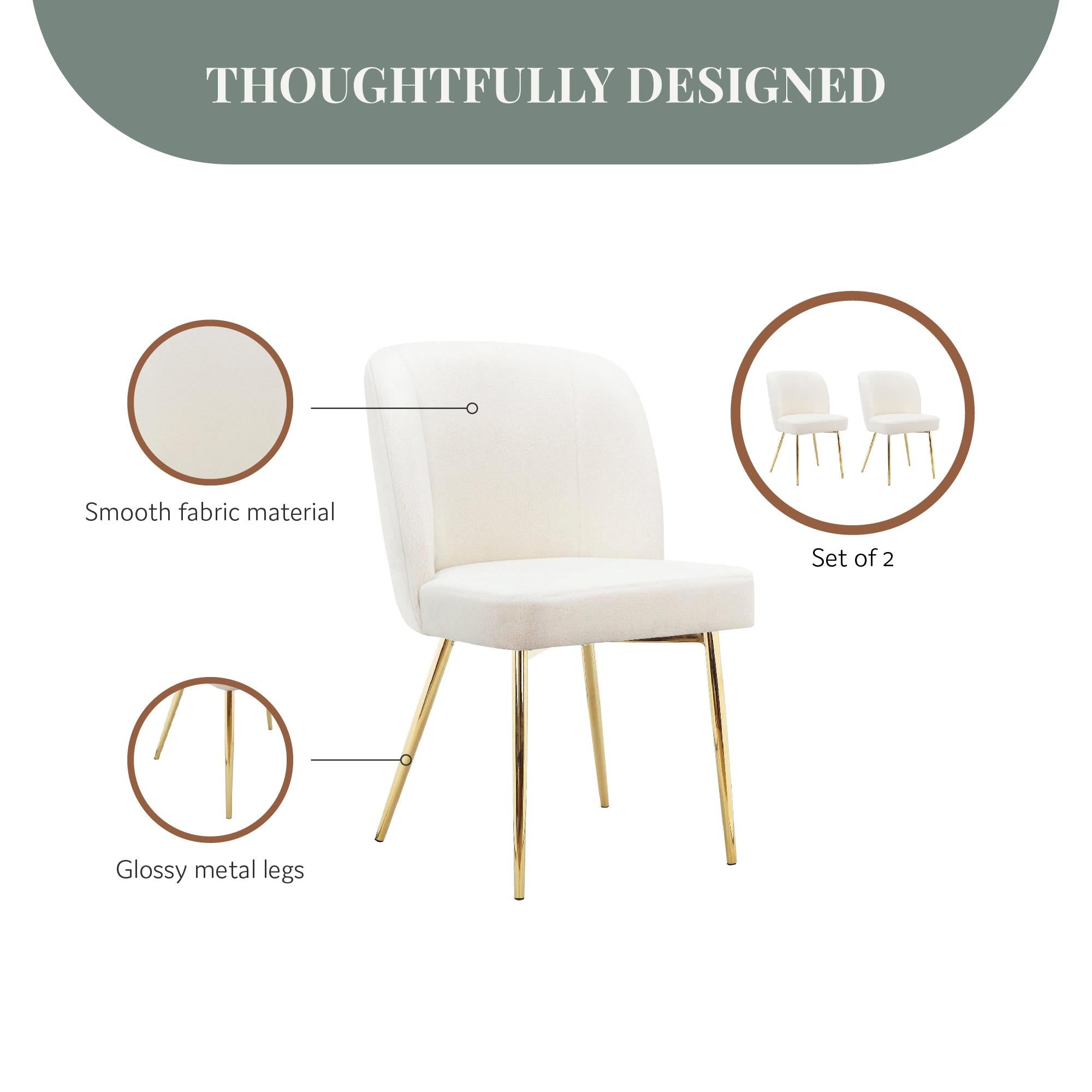 Ren Home Trina Dining Chair, Set of 2 - White - Set of 2