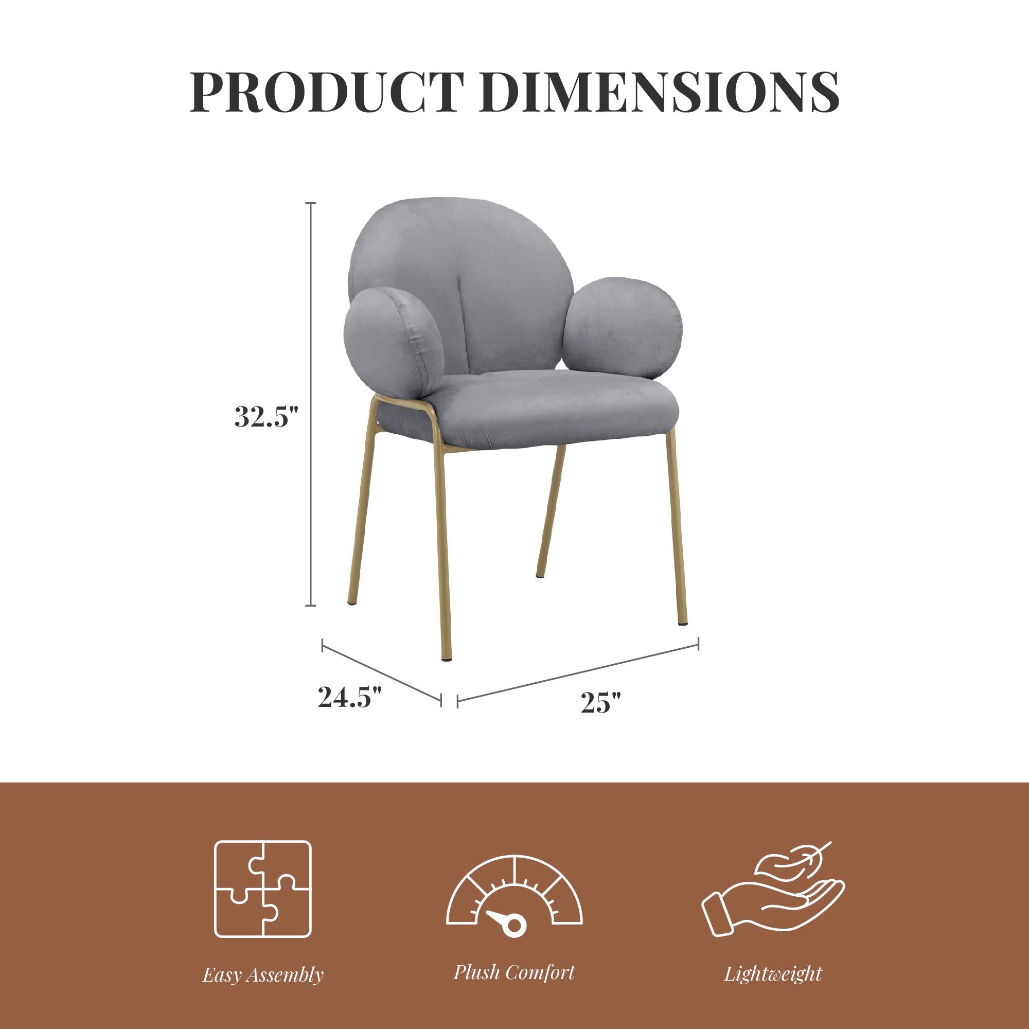 Ren Home Sanna Dining Chair, Set of 2 - Gray - Set of 2